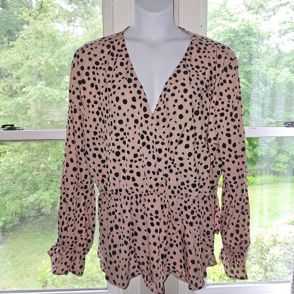 Shein size 5xl spotted tan empire waist blouse - Equivalent Size 20